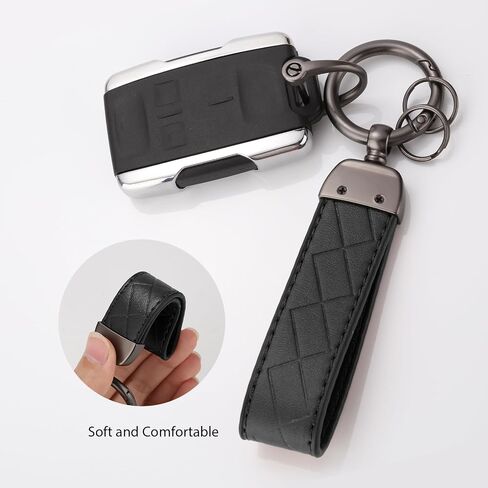 Handlive 2 Pack Leather Keychains, Car Key chains for women men, Key Fob Holder with Keyrings, Anti-Lost D-Ring in Saudi Arabia