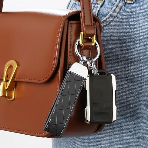 Handlive 2 Pack Leather Keychains, Car Key chains for women men, Key Fob Holder with Keyrings, Anti-Lost D-Ring in Saudi Arabia