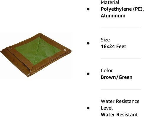 Dry Top 11624 Medium Duty Tarp, 16x24 Feet, Brown/Green in Saudi Arabia