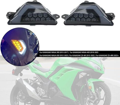 Topteng LED Front Turn Signal Light Turn Signals for KAWASAKI NINJA 300 2013-2017, NINJA 400 2018-2023, NINJA 650 2012-2023, ZX-6R 2013-2022, ZX-4RR 2023+ in Saudi Arabia