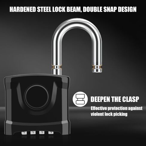 Heavy Duty Combination Padlock, Large Outdoor Padlock [One-Key Unlocking] High Security Weatherproof, Hidden Password & Anti-Error Design Suitable for Garage, Gate, Garden, Fence, Black in Saudi Arabia