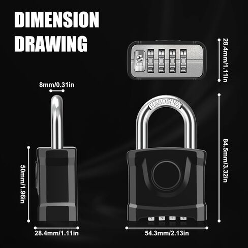 Heavy Duty Combination Padlock, Large Outdoor Padlock [One-Key Unlocking] High Security Weatherproof, Hidden Password & Anti-Error Design Suitable for Garage, Gate, Garden, Fence, Black in Saudi Arabia