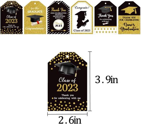 Graduation Gift Thank You Tags 12 Pcs Present Card Hang Tag with Rope Class of 2024 Grad Hanging Labels Hang Thank You Paper Tags for 2024 Congrats Graduation Party Favor Supplies 6 Styles. in Kuwait