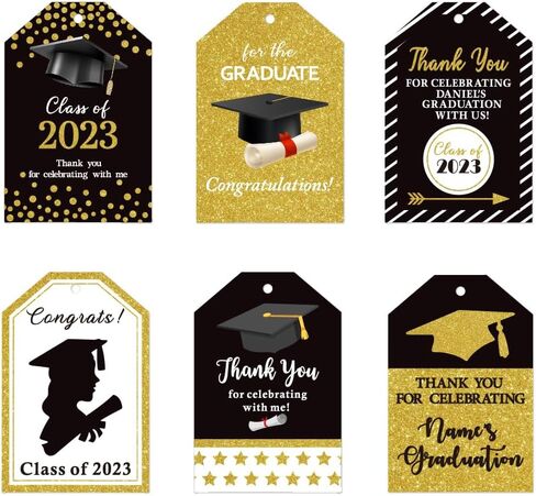 Graduation Gift Thank You Tags 12 Pcs Present Card Hang Tag with Rope Class of 2024 Grad Hanging Labels Hang Thank You Paper Tags for 2024 Congrats Graduation Party Favor Supplies 6 Styles. in Kuwait