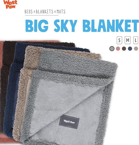 بطانية وغطاء للكلاب من WEST PAW Big Sky - بطانيات للحيوانات الأليفة للأثاث والأرائك والكراسي - بطانيات من الصوف الناعم الحريري للكلاب، مادة من جلد الغزال الصناعي قابلة للغسل في الغسالة - لون وردي مغبر - صغير in Saudi Arabia