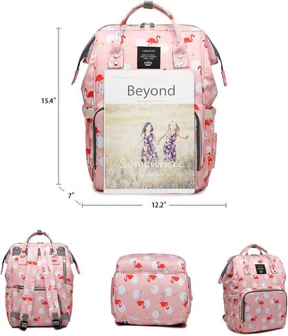 Diaper Bag for Mom/Dad,Flamingo Bag for Women Waterproof Travel Backpack,Spacious Tote Shoulder Bag Organizer,Pink in Kuwait