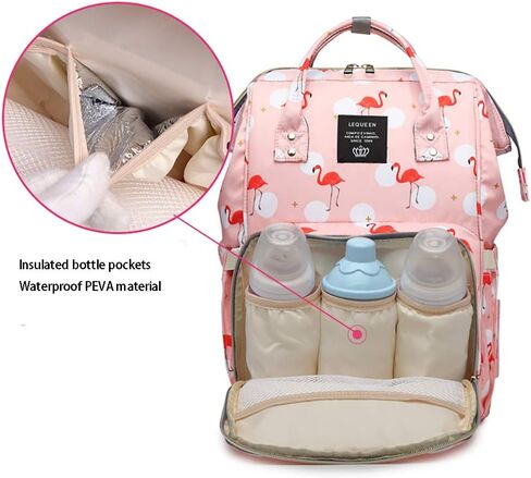 Diaper Bag for Mom/Dad,Flamingo Bag for Women Waterproof Travel Backpack,Spacious Tote Shoulder Bag Organizer,Pink in Kuwait