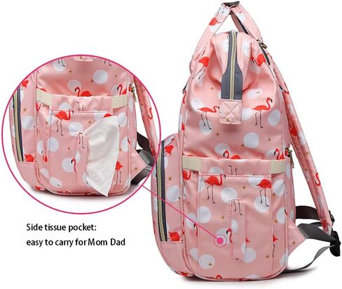Diaper Bag for Mom/Dad,Flamingo Bag for Women Waterproof Travel Backpack,Spacious Tote Shoulder Bag Organizer,Pink in Kuwait