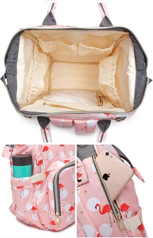 Diaper Bag for Mom/Dad,Flamingo Bag for Women Waterproof Travel Backpack,Spacious Tote Shoulder Bag Organizer,Pink in Kuwait