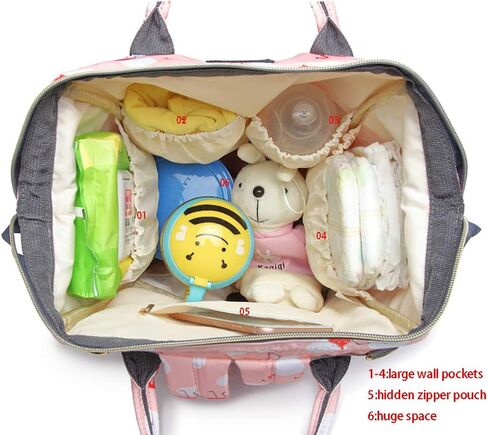 Diaper Bag for Mom/Dad,Flamingo Bag for Women Waterproof Travel Backpack,Spacious Tote Shoulder Bag Organizer,Pink in Kuwait