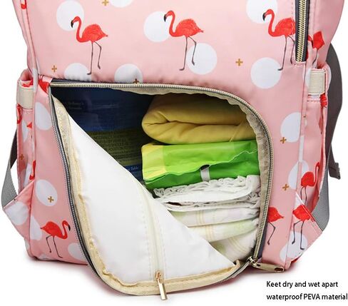 Diaper Bag for Mom/Dad,Flamingo Bag for Women Waterproof Travel Backpack,Spacious Tote Shoulder Bag Organizer,Pink in Kuwait