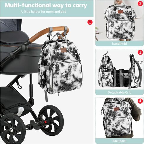 حقائب ظهر لحفاضات الأطفال من SYNPOS، أكياس حفاضات لمحطة تغيير الحفاضات للأولاد والبنات مع وسادة حصيرة سرير للسفر وأشرطة عربة أطفال مقاومة للماء بسعة كبيرة in Kuwait