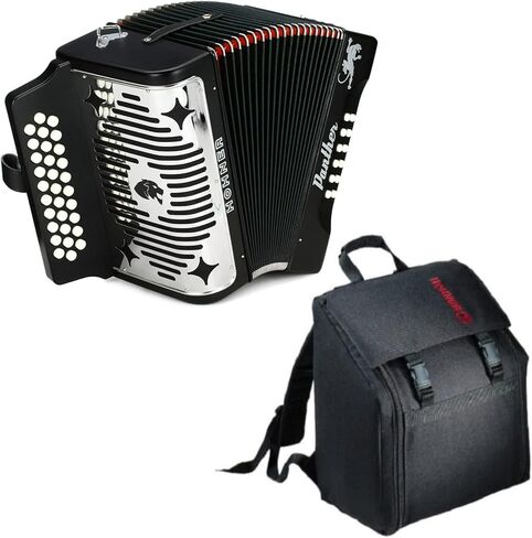 Hohner Accordions 3100FB Panther 3-Row Diatonic Accordion - Keys of F/Bb/Eb - Black Bundle with Hohner AGB Gig Bag (2 Items) in Saudi Arabia