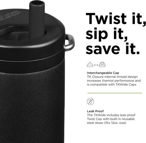 زجاجة KLEAN KANTEEN Tkwide مع غطاء فراولة 12 أونصة، 1 EA in Saudi Arabia