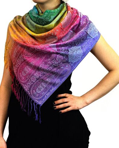 Elegant Colorful Paisley Soft Pashmina Scarf Shawl Wrap NBH1401Y in Saudi Arabia
