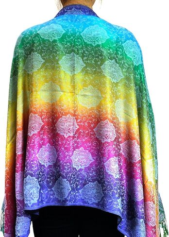 Elegant Colorful Paisley Soft Pashmina Scarf Shawl Wrap NBH1401Y in Saudi Arabia
