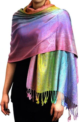Elegant Colorful Paisley Soft Pashmina Scarf Shawl Wrap NBH1401Y in Saudi Arabia