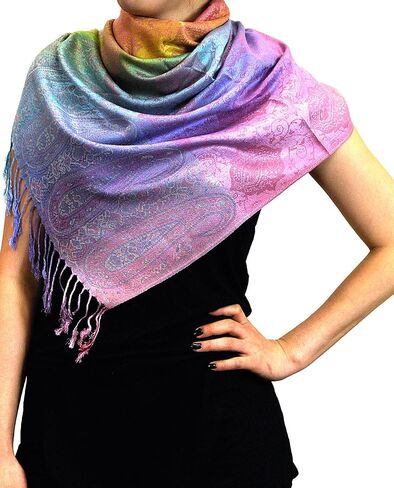 Elegant Colorful Paisley Soft Pashmina Scarf Shawl Wrap NBH1401Y in Saudi Arabia