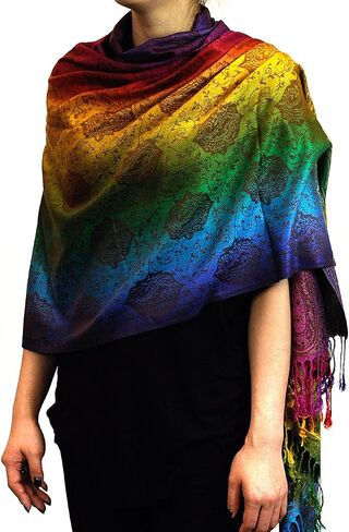 Elegant Colorful Paisley Soft Pashmina Scarf Shawl Wrap NBH1401Y in Saudi Arabia