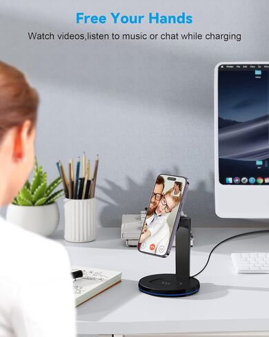 شاحن لاسلكي مغناطيسي 3 في 1 - محطة شحن لاسلكية سريعة من NANAMI لأجهزة متعددة، حامل شاحن آمن لساعة Apple Series 8/7/SE، قاعدة شحن للهاتف iPhone 15/14/13/12، AirPods in Kuwait