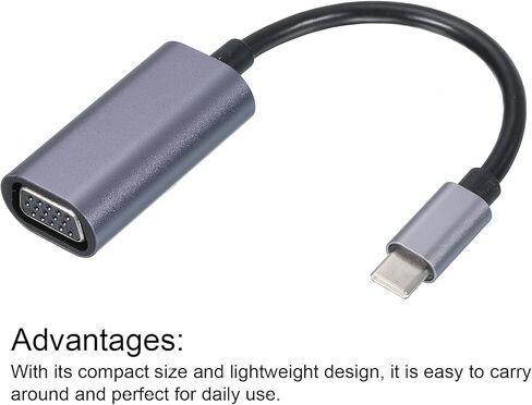 MECCANIXITY Type C to VGA Adapter Aluminum Video Cable Box External HD VGA Device Black for TV, Monitor, Projector, Pad in Saudi Arabia