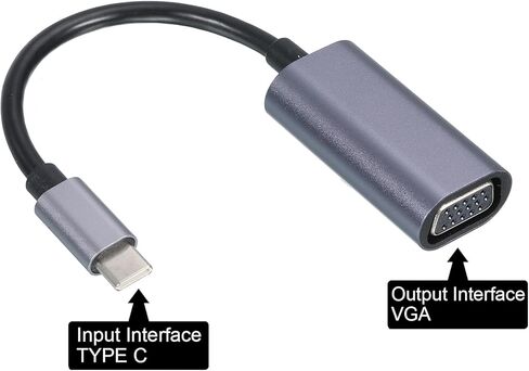 MECCANIXITY Type C to VGA Adapter Aluminum Video Cable Box External HD VGA Device Black for TV, Monitor, Projector, Pad in Saudi Arabia