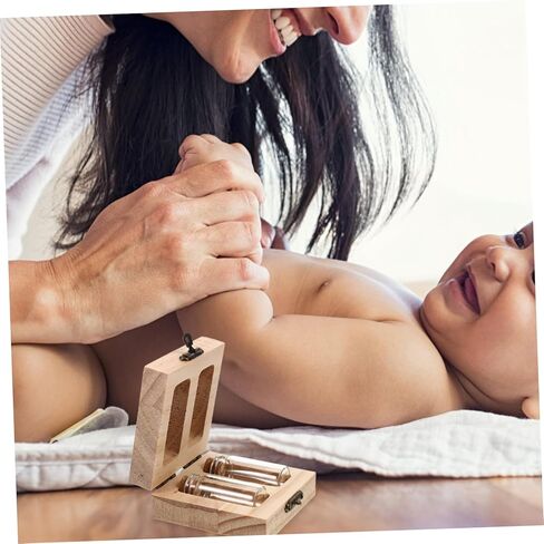 runrotoo صندوق Lanugo الحفاظ على الحبل السري الطفل تذكار زجاجات الأطفال حديثي الولادة شعر الحيوان تذكار تخزين شعر الجنين لحديثي الولادة زهور خشبية فتاة طفل صغير in Kuwait