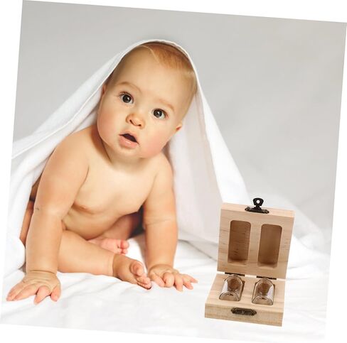 runrotoo صندوق Lanugo الحفاظ على الحبل السري الطفل تذكار زجاجات الأطفال حديثي الولادة شعر الحيوان تذكار تخزين شعر الجنين لحديثي الولادة زهور خشبية فتاة طفل صغير in Kuwait