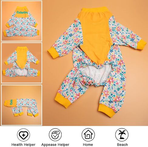 LovinPet Long Sleeve Onesie for Dogs, Post Operative Jumpsuit for Dogs Apparel, Full Coverage Dog Onesie as Bottoming Under Dog Coats, Nautical Scalloped Waves White Prints Pajamas for Big Dogs in Saudi Arabia