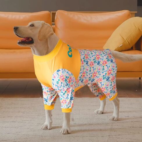 LovinPet Long Sleeve Onesie for Dogs, Post Operative Jumpsuit for Dogs Apparel, Full Coverage Dog Onesie as Bottoming Under Dog Coats, Nautical Scalloped Waves White Prints Pajamas for Big Dogs in Saudi Arabia
