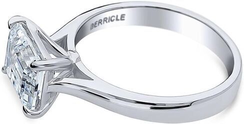 BERRICLE الفضة الاسترليني سوليتير خواتم الزفاف الخطوبة 2.6 قيراط الزمرد قطع مكعب زركونيا تشيكوسلوفاكيا الشرق والغرب خاتم الوعد للنساء، مطلي الروديوم حجم 4-10 in Saudi Arabia