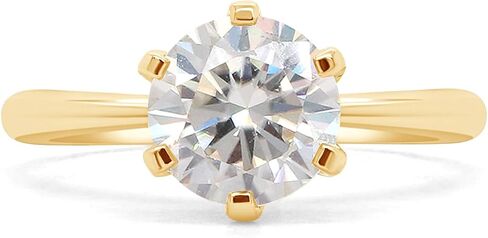 خاتم خطوبة SAVEARTH DIAMONDS، 6.5 مم 1 قيراط مستدير مقطوع في مختبر مويسانيتي الماس سوليتير خاتم وعد الزفاف للنساء من الذهب عيار 14 قيراط على الفضة الإسترليني (لون G-H، وضوح VVS1) in Saudi Arabia