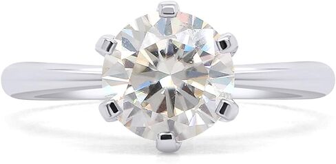خاتم خطوبة SAVEARTH DIAMONDS، 6.5 مم 1 قيراط مستدير مقطوع في مختبر مويسانيتي الماس سوليتير خاتم وعد الزفاف للنساء من الذهب عيار 14 قيراط على الفضة الإسترليني (لون G-H، وضوح VVS1) in Saudi Arabia