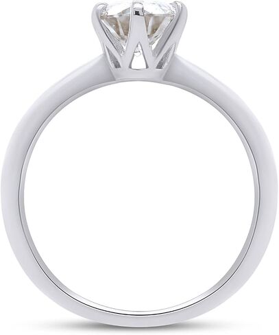 خاتم خطوبة SAVEARTH DIAMONDS، 6.5 مم 1 قيراط مستدير مقطوع في مختبر مويسانيتي الماس سوليتير خاتم وعد الزفاف للنساء من الذهب عيار 14 قيراط على الفضة الإسترليني (لون G-H، وضوح VVS1) in Saudi Arabia