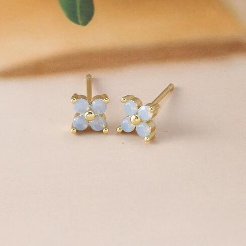 Dainty Opal Flower Earrings For Women Girl 925 Sterling Silver Stud Earring Clover Earrings Jewelry Christmas Gift in Saudi Arabia