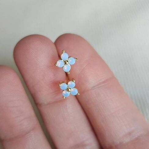 Dainty Opal Flower Earrings For Women Girl 925 Sterling Silver Stud Earring Clover Earrings Jewelry Christmas Gift in Saudi Arabia