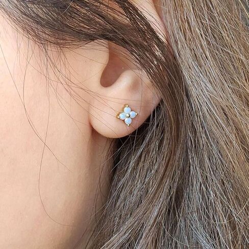 Dainty Opal Flower Earrings For Women Girl 925 Sterling Silver Stud Earring Clover Earrings Jewelry Christmas Gift in Saudi Arabia