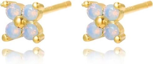Dainty Opal Flower Earrings For Women Girl 925 Sterling Silver Stud Earring Clover Earrings Jewelry Christmas Gift in Saudi Arabia