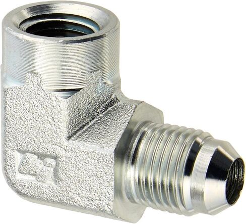 Brennan Industries 2502-06-04-FG Forged Steel 90 Degree Elbow Adapter, 9/16"-18 SAE x 1/4"-18 NPTF Thread, 3/8" Male JIC x 3/8" Female NPTF, 0.750" Flats in Saudi Arabia