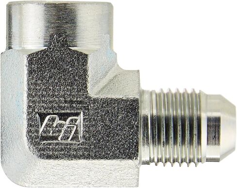 Brennan Industries 2502-06-04-FG Forged Steel 90 Degree Elbow Adapter, 9/16"-18 SAE x 1/4"-18 NPTF Thread, 3/8" Male JIC x 3/8" Female NPTF, 0.750" Flats in Saudi Arabia
