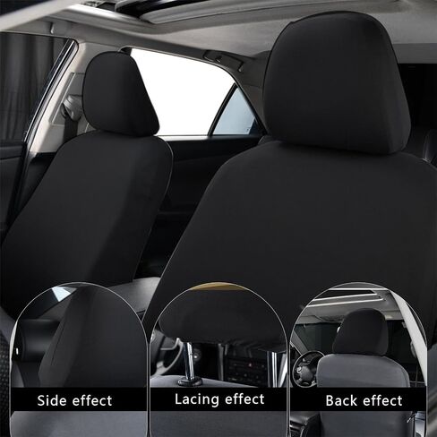 Ajxn 2 PCS Car Seat Headrest Cover, 10.6" x 9" Breathable Comfort Fabric Dust Full Enclosure Cover, Flexible Elastic Reusable Headrest Protector, Universal for Most Car (Black) in Saudi Arabia