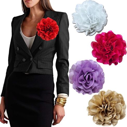 Dainty Satin Fabric Rose Flower Large Brooch Pin Handmade Big Camellia Brooch Lapel Pins Wedding Party Dance Banquet Dress Suit Ceremony Clothes Accessories Jewelry Gifts for Women in Saudi Arabia