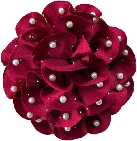 Dainty Satin Fabric Rose Flower Large Brooch Pin Handmade Big Camellia Brooch Lapel Pins Wedding Party Dance Banquet Dress Suit Ceremony Clothes Accessories Jewelry Gifts for Women in Saudi Arabia