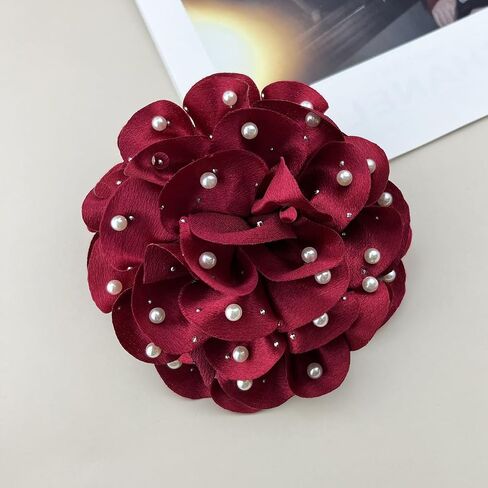 Dainty Satin Fabric Rose Flower Large Brooch Pin Handmade Big Camellia Brooch Lapel Pins Wedding Party Dance Banquet Dress Suit Ceremony Clothes Accessories Jewelry Gifts for Women in Saudi Arabia