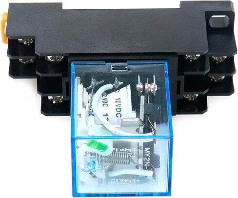 DPDT مرحل الطاقة الكهرومغناطيسي IEC255 DC 12V لفائف 8 دبوس مع قاعدة المقبس - 2 قطعة in Saudi Arabia