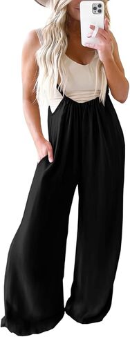 DOBULO جمبسوت للنساء صيفي أنيق بحمالات وزرة للنساء فضفاضة تناسب بلا أكمام واسعة الساق فضفاض حللا 2023 in Kuwait