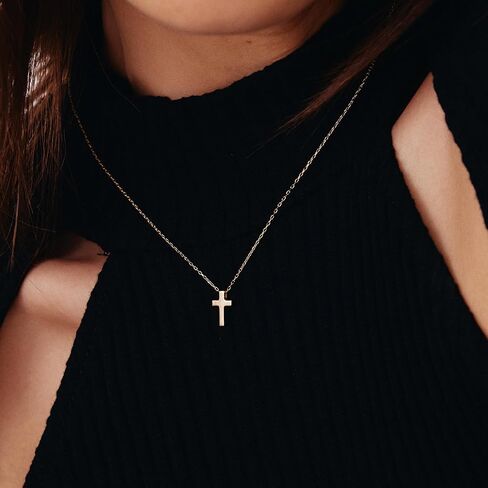 قلادة صليب للنساء - قلادة صليب مطلية بالذهب 18 قيراط قلادة صليب ذهبية أنيقة قلادة صليب جانبية صغيرة قلادة صليب ذهبي للنساء مجوهرات ذهبية للنساء الفتيات هدايا in Kuwait