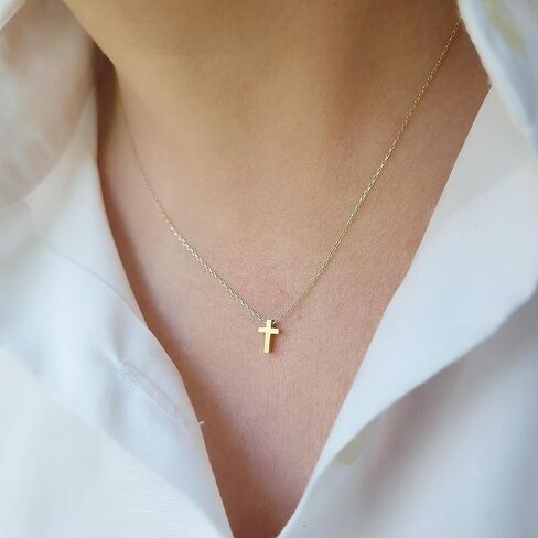 قلادة صليب للنساء - قلادة صليب مطلية بالذهب 18 قيراط قلادة صليب ذهبية أنيقة قلادة صليب جانبية صغيرة قلادة صليب ذهبي للنساء مجوهرات ذهبية للنساء الفتيات هدايا in Kuwait