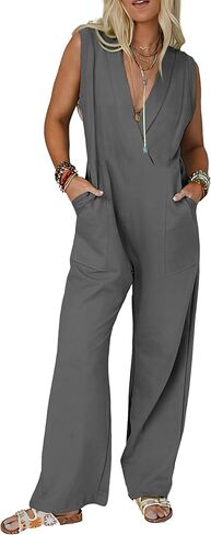 فيونا جولين جمبسوت كاجوال بدون أكمام للنساء صيفي فضفاض، ملابس فضفاضة مثيرة، قطعة واحدة in Kuwait