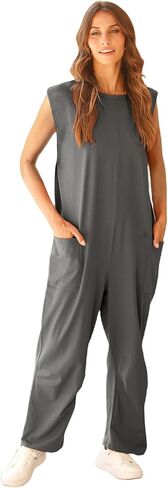 فيونا جولين جمبسوت كاجوال بدون أكمام للنساء صيفي فضفاض، ملابس فضفاضة مثيرة، قطعة واحدة in Kuwait